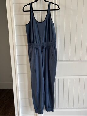 Athleta Slate Blue Sleeveless Drawstring Jumpsuit